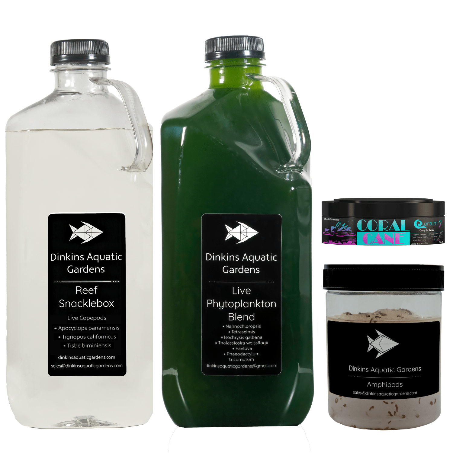 Snacklecrate Combo - Snacklebox + Phytoplankton + Amphipods + Coral Cane - Dinkins Aquatic Gardens